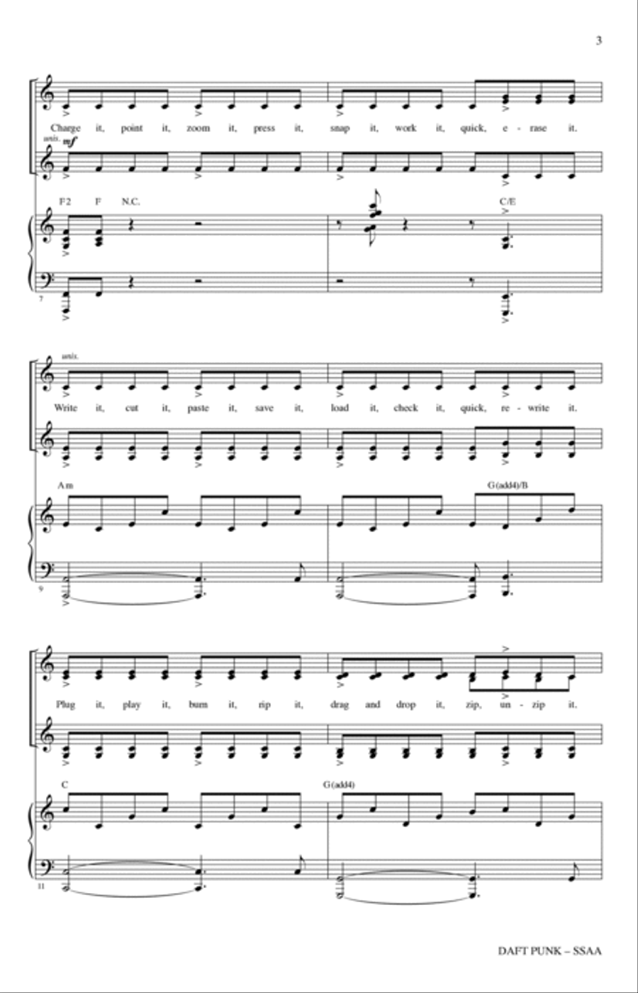 Daft Punk (Choral Medley) (arr. Mark Brymer) SSAA scores gallery preview page 2