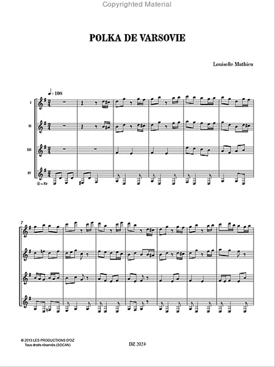 Musique facile pour 4 guitares - Pologne (Polka de Varsovie) Guitar Ensemble scores gallery preview page 2