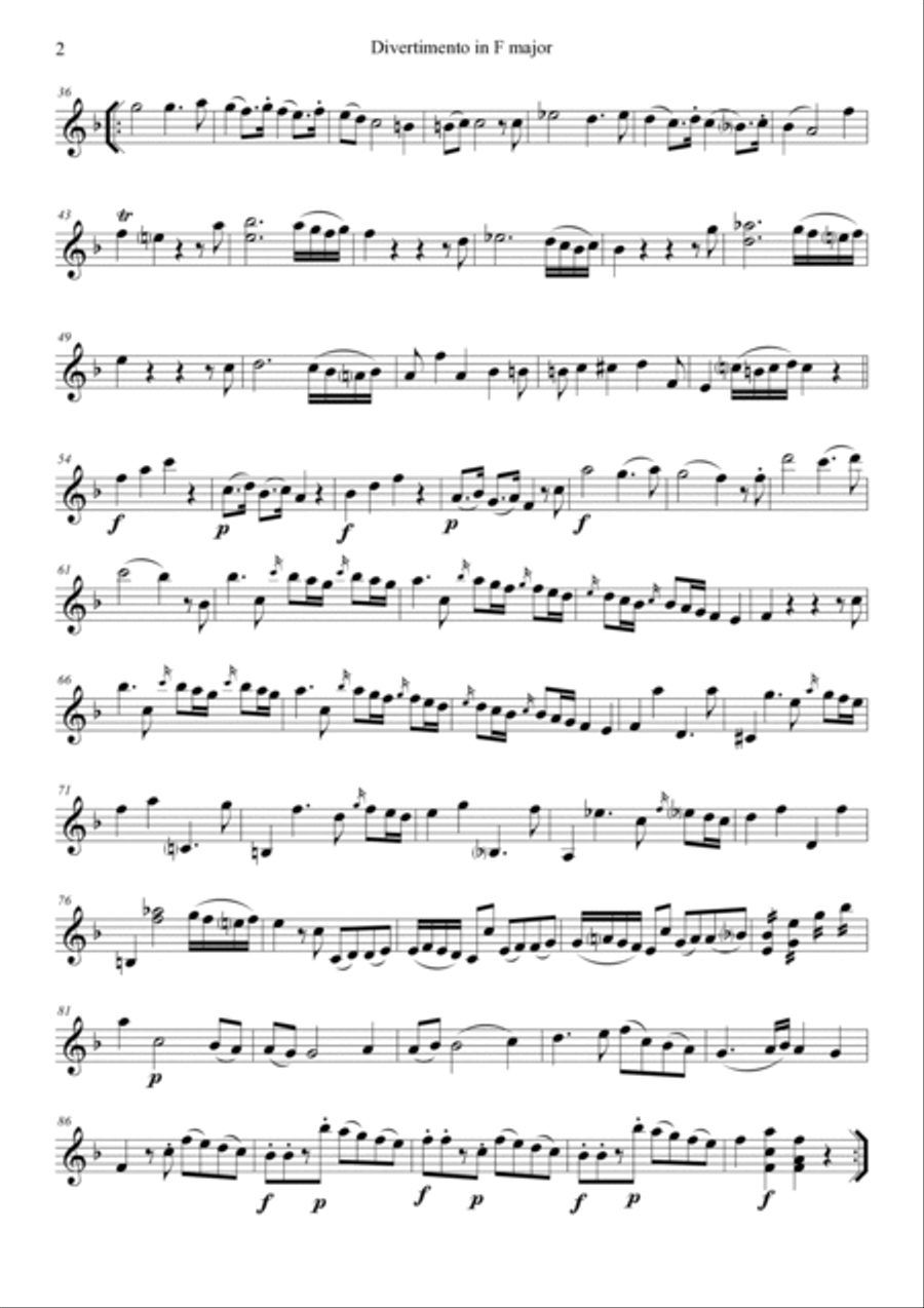 Mozart Divertimento in F major K. 138 String Duet scores gallery preview page 2