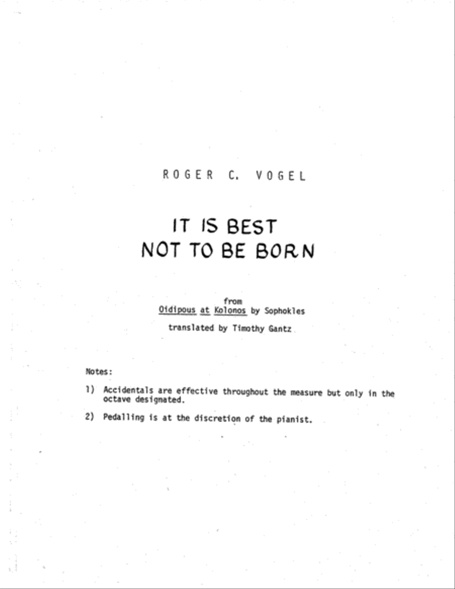 [Vogel] It Is Best Not To Be Born Voice Solo scores gallery preview page 3