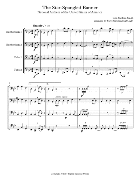 The Star-Spangled Banner for Tuba Quartet image number null