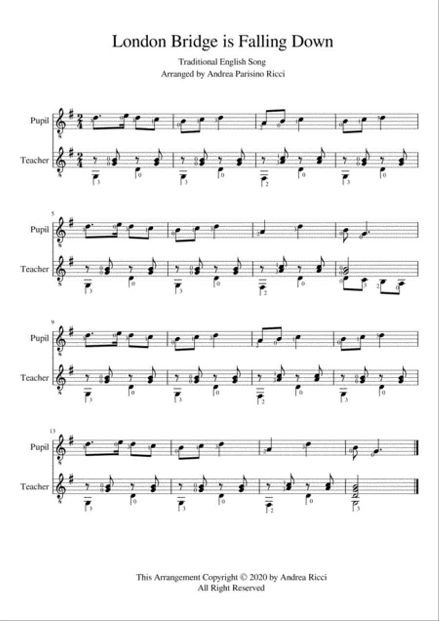 London Bridge is Falling Down - Easy Guitar Fingerstyle Song Acoustic Guitar scores gallery preview page 2