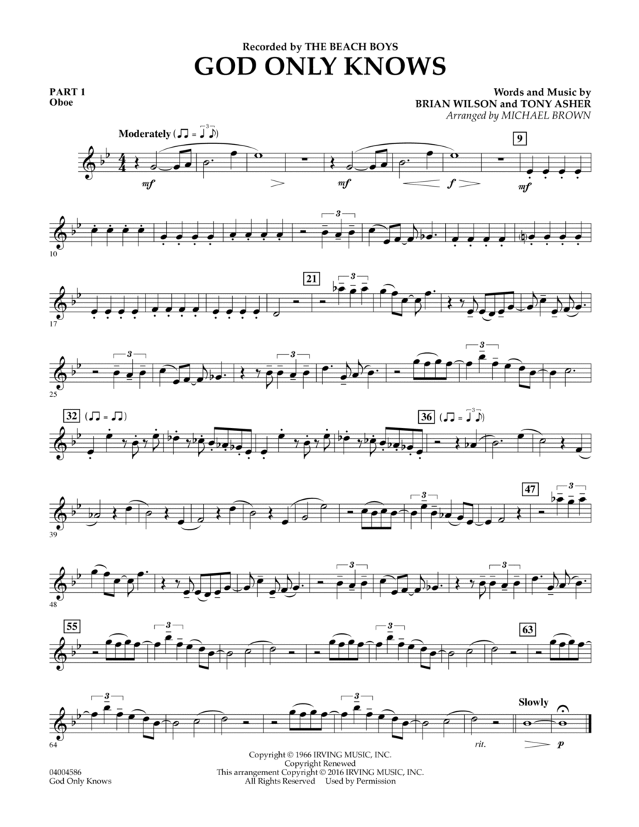 God Only Knows - Pt.1 - Oboe Concert Band scores gallery preview page 1