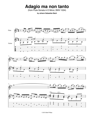 Book cover for "Adagio ma non tanto" from Flute Sonata in E Minor, BWV 1034