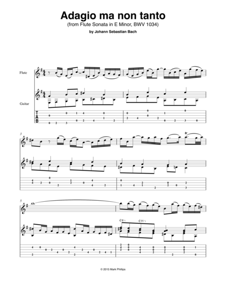 "Adagio ma non tanto" from Flute Sonata in E Minor, BWV 1034 image number null