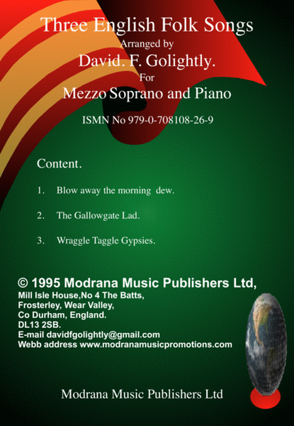 Three English Folk Songs for Mezzo Soprano and Piano image number null