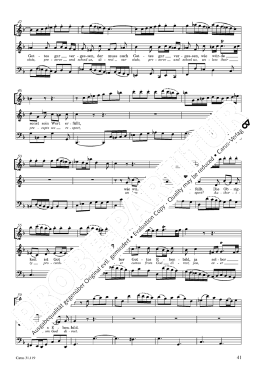 Praise the Lord, O Jerusalem (Preise, Jerusalem, den Herrn) 4-Part scores gallery preview page 42