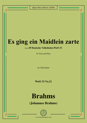 Book cover for Brahms-Es ging ein Maidlein zarte,WoO 33 No.21,in a flat minor,for Voice&Pno