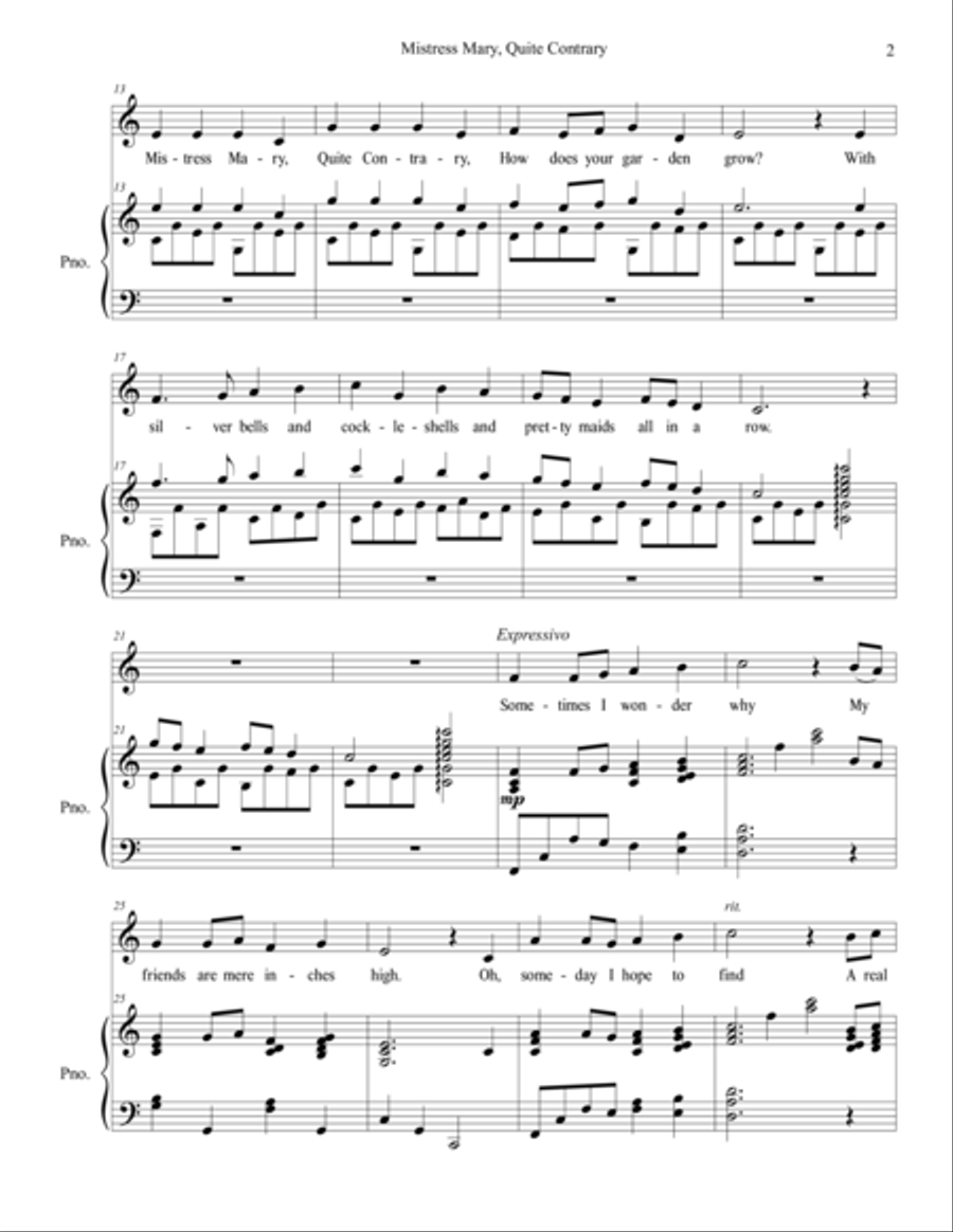 Mistress Mary, Quite Contrary Voice scores gallery preview page 3
