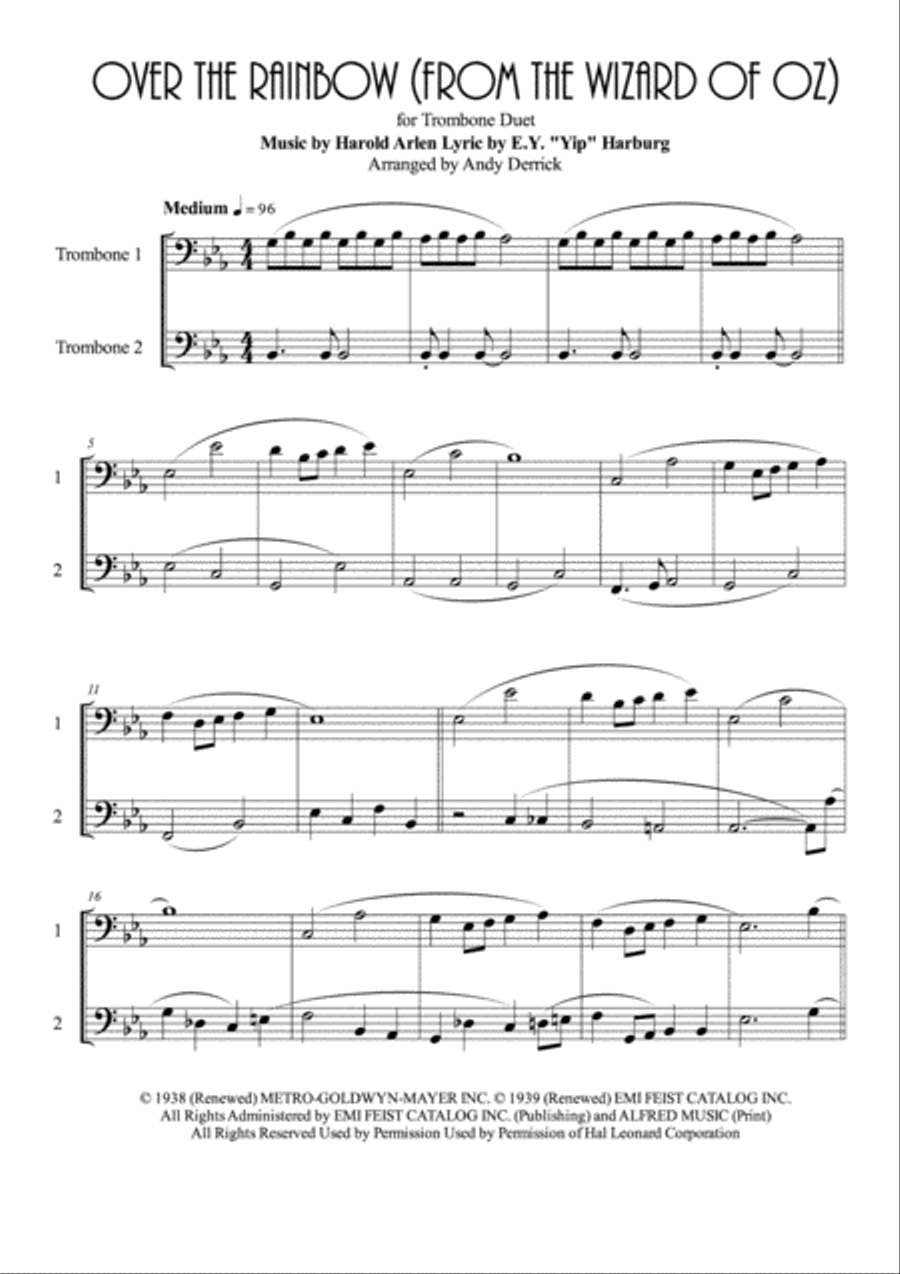 Over The Rainbow (from The Wizard Of Oz) Brass Ensemble scores gallery preview page 1
