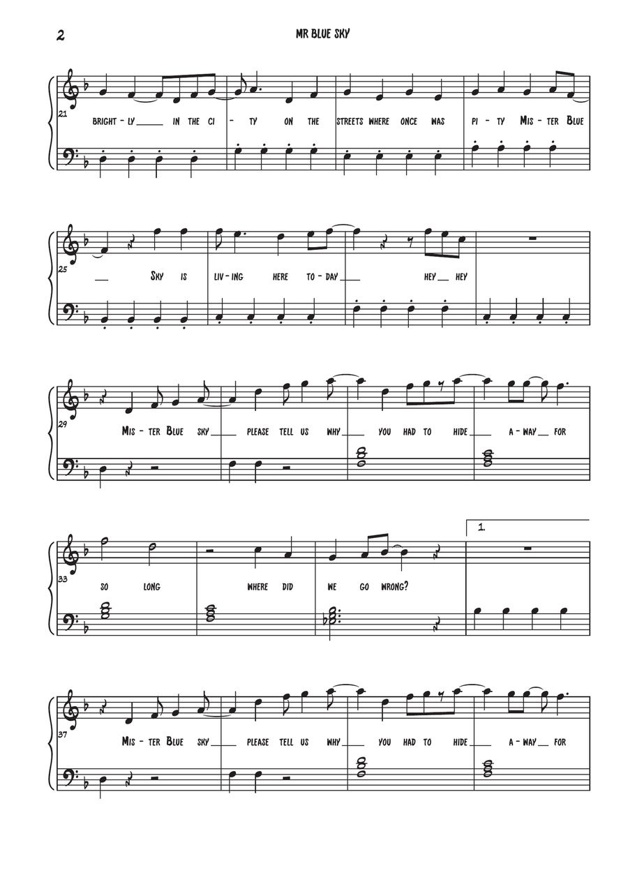 Mr. Blue Sky Piano Solo scores gallery preview page 2