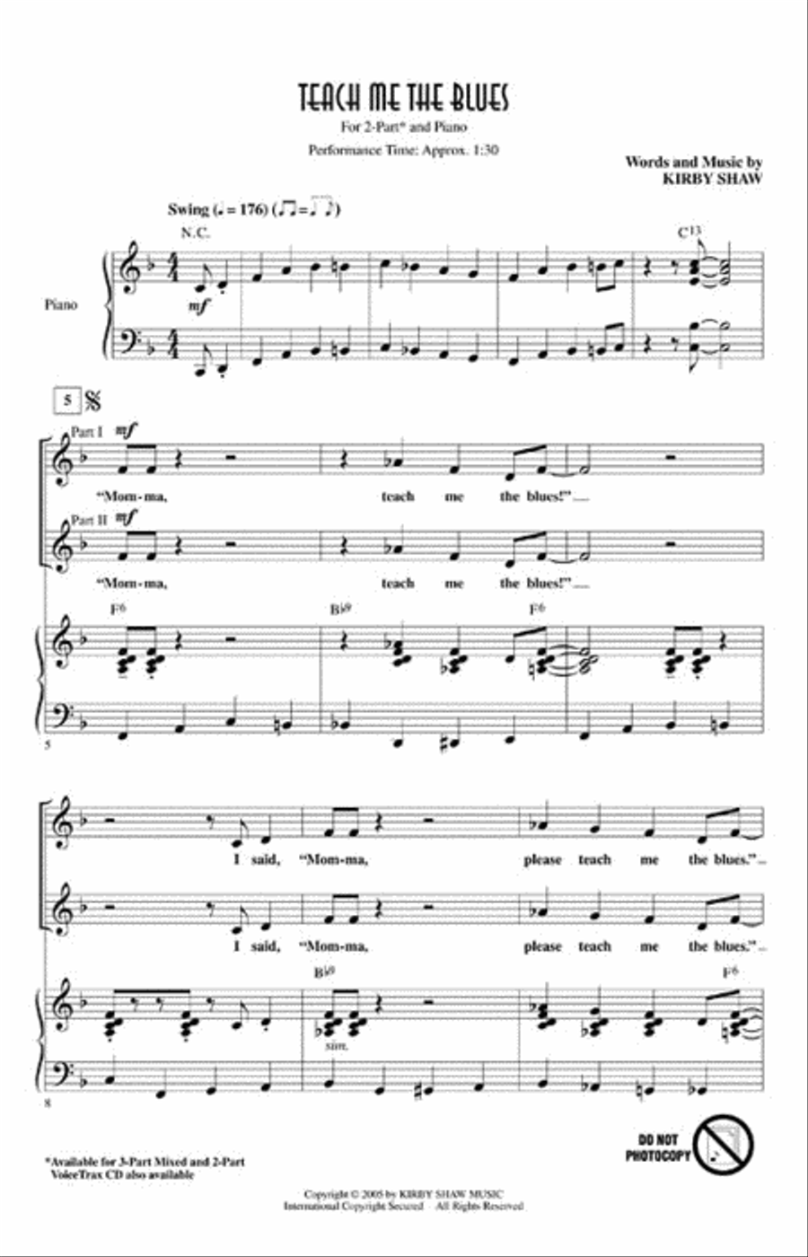 Teach Me the Blues 2-Part scores gallery preview page 2