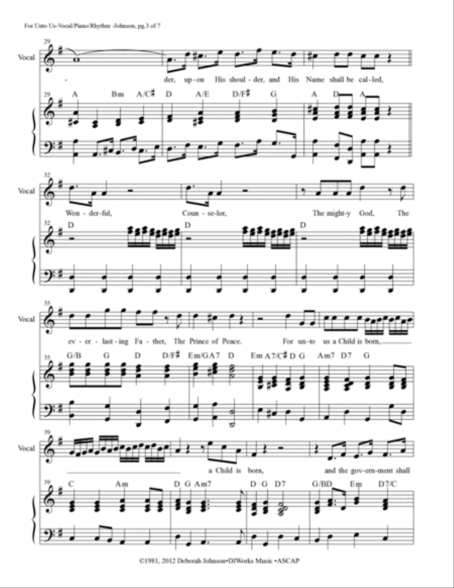 For Unto Us a Child is Born - Vocal/Piano/Rhythm image number null
