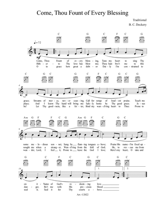 Come, Thou Fount of Every Blessing (Lead Sheet)