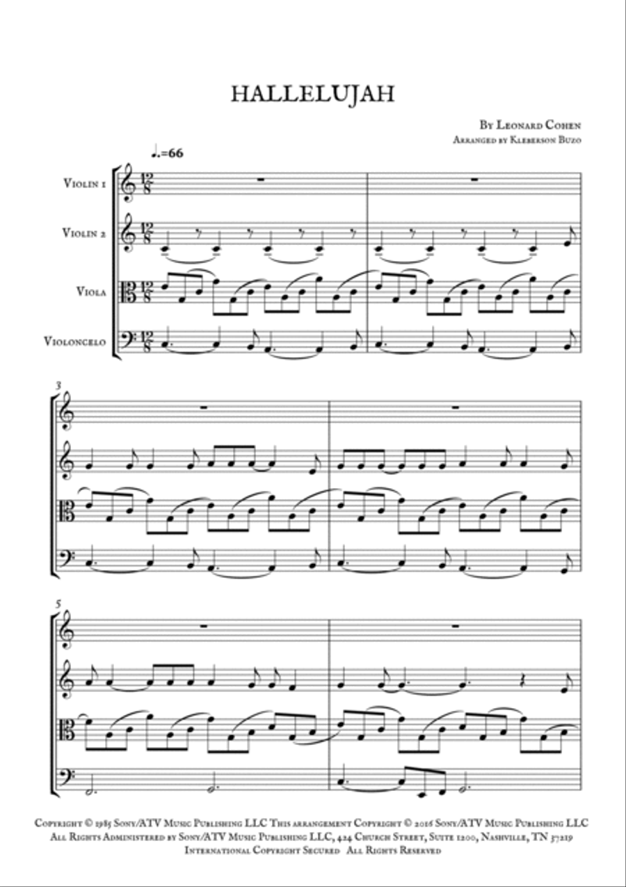 Hallelujah String Quartet scores gallery preview page 2