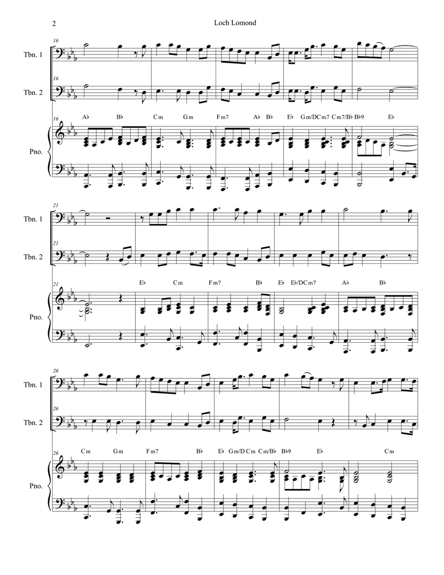 Loch Lomond (Trombone Duet) Trombone Duet scores gallery preview page 2