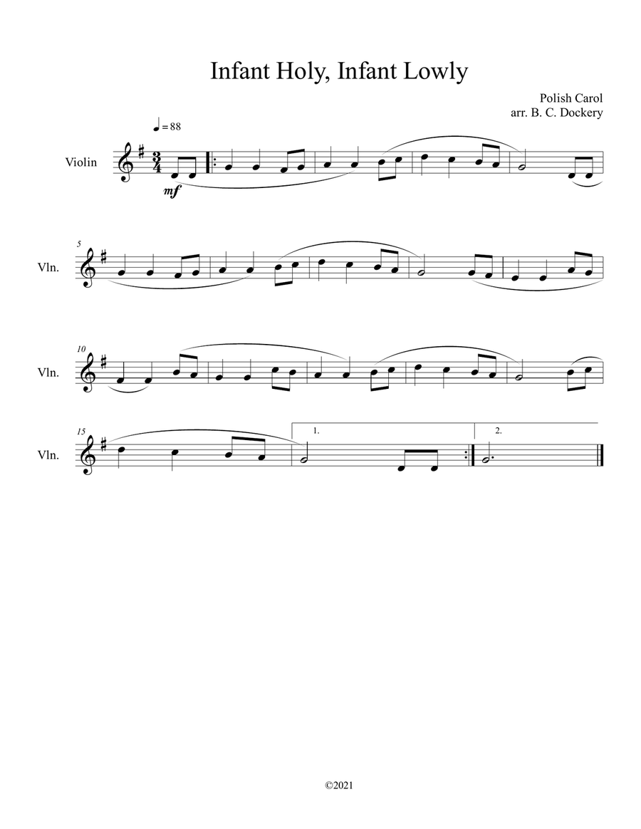Infant Holy, Infant Lowly (Violin Solo)