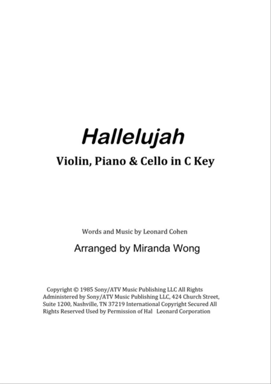 Hallelujah Hallelujah Piano Trio scores gallery preview page 1