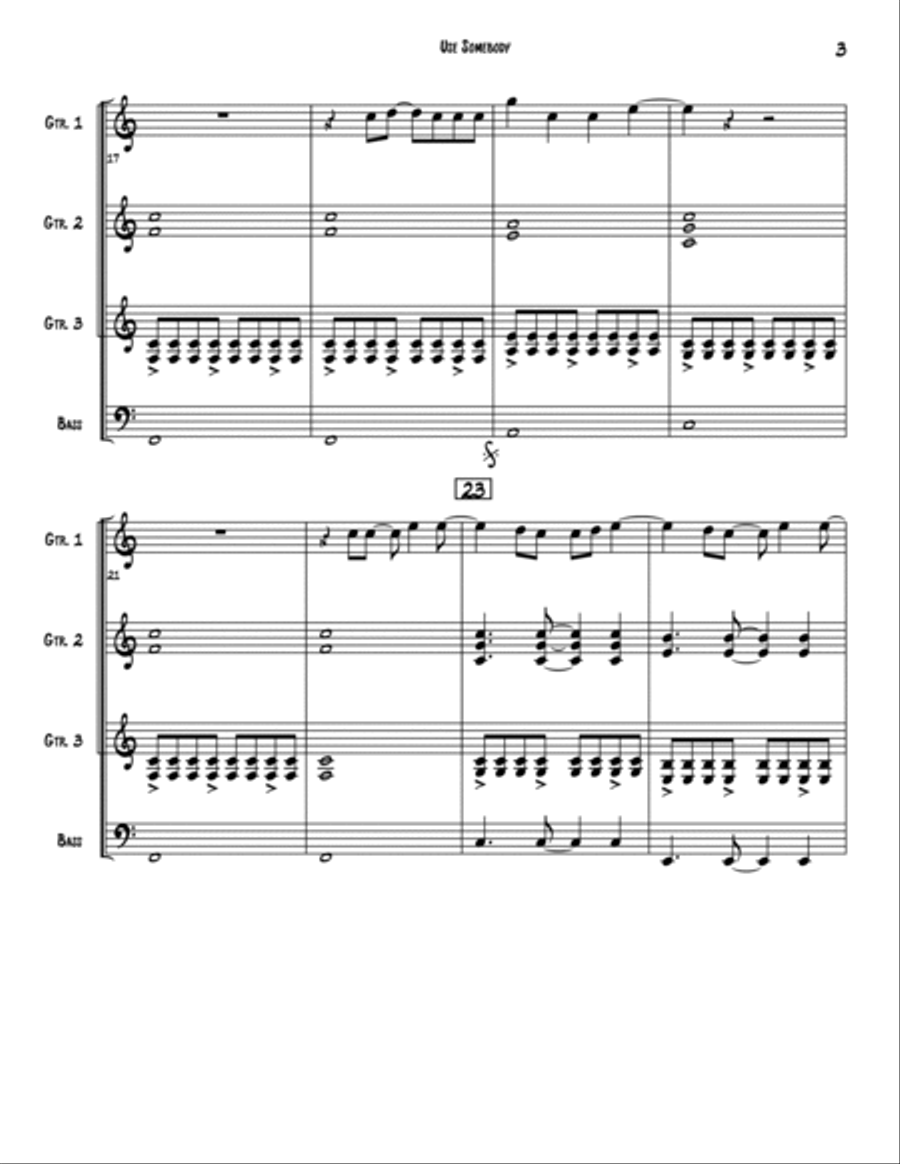 Use Somebody Guitar Ensemble scores gallery preview page 3