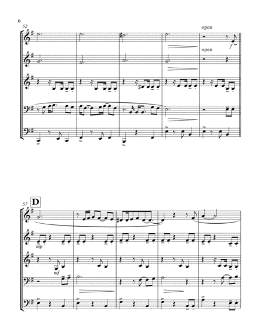 Mexican traditional Folk Pop: POR TI (by Oscar Chávez) for Brass Quintet arr. Martín Hernández S Brass Quintet scores gallery preview page 6