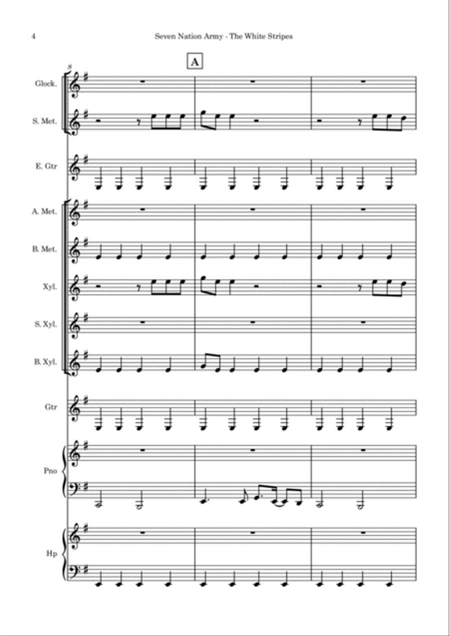 Seven Nation Army Orff Instrument scores gallery preview page 4