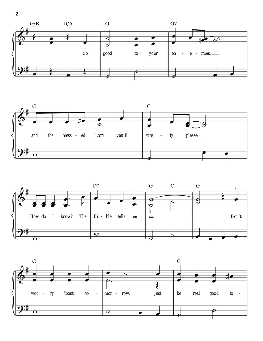 The Bible Tells Me So Easy Piano scores gallery preview page 2