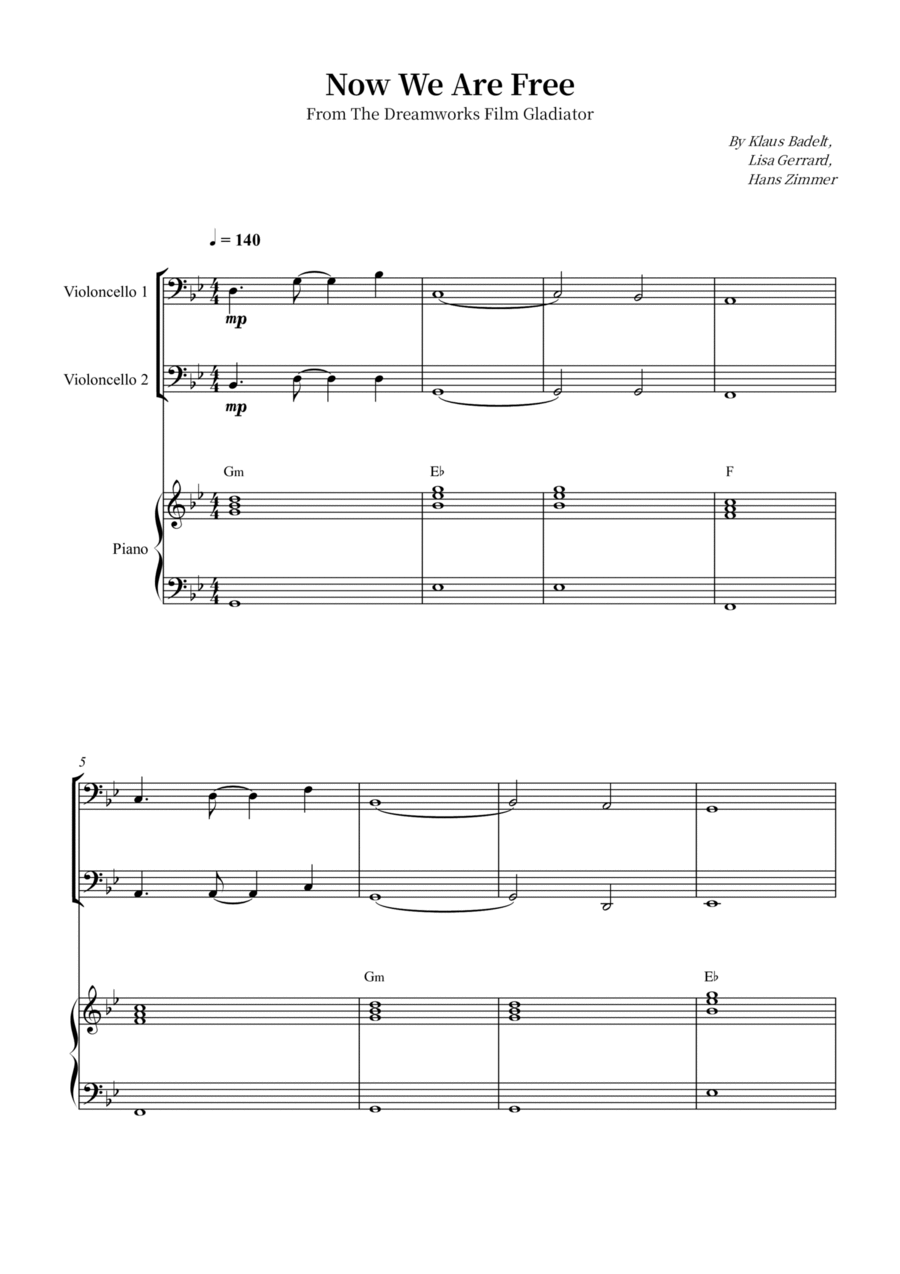 Now We Are Free String Duet scores gallery preview page 1