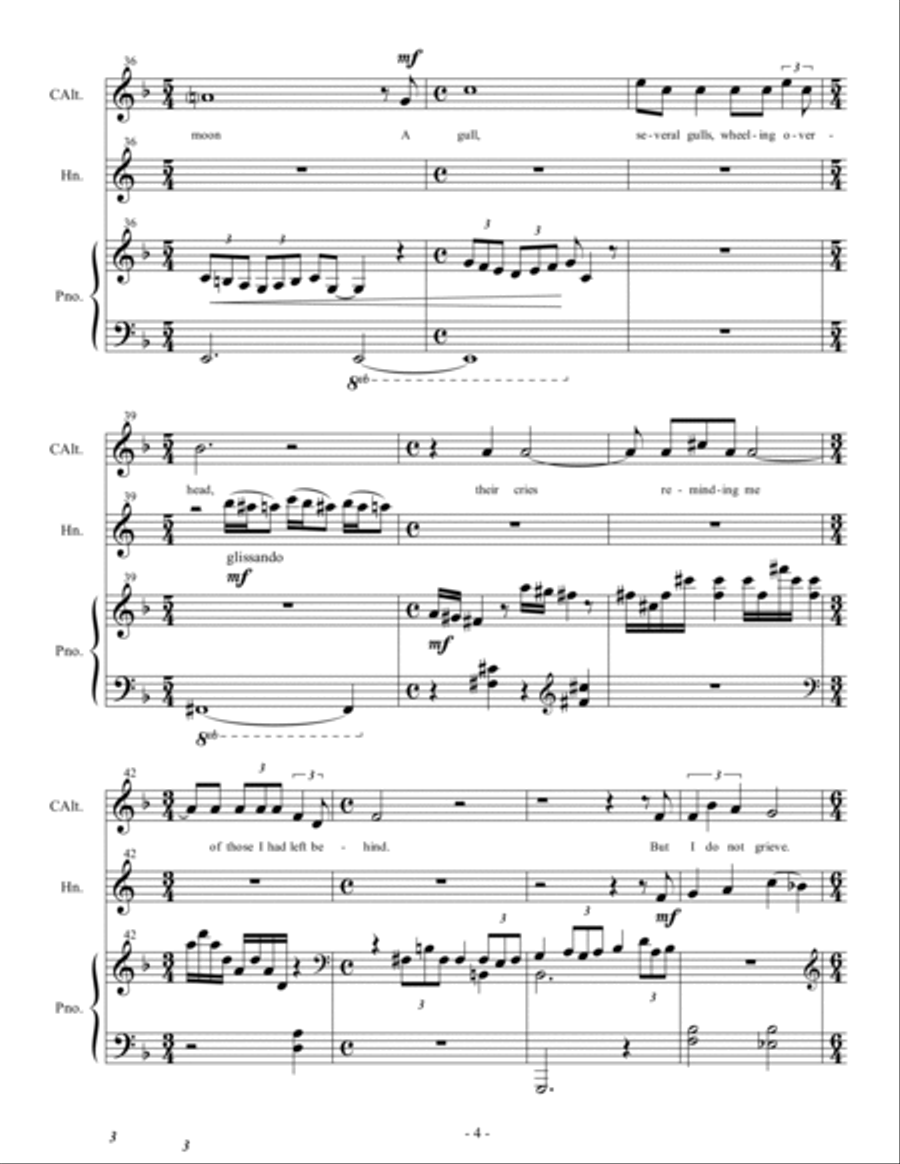 The Great Sea for contralto or mezzo-soprano, horn in F, and piano Small Ensemble scores gallery preview page 5