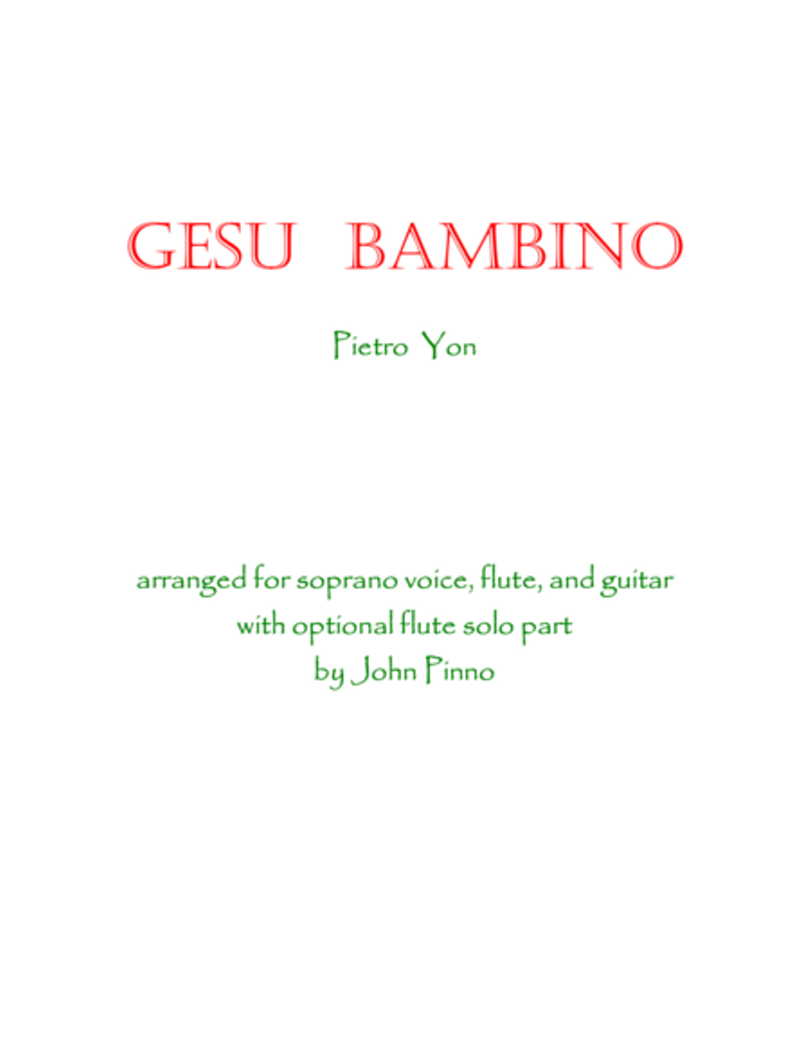 Gesu Bambino for voice, flute, and classical guitar Small Ensemble scores gallery preview page 1