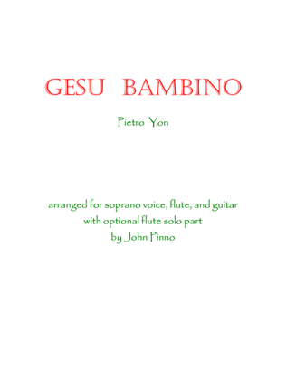 Book cover for Gesu Bambino for voice, flute, and classical guitar