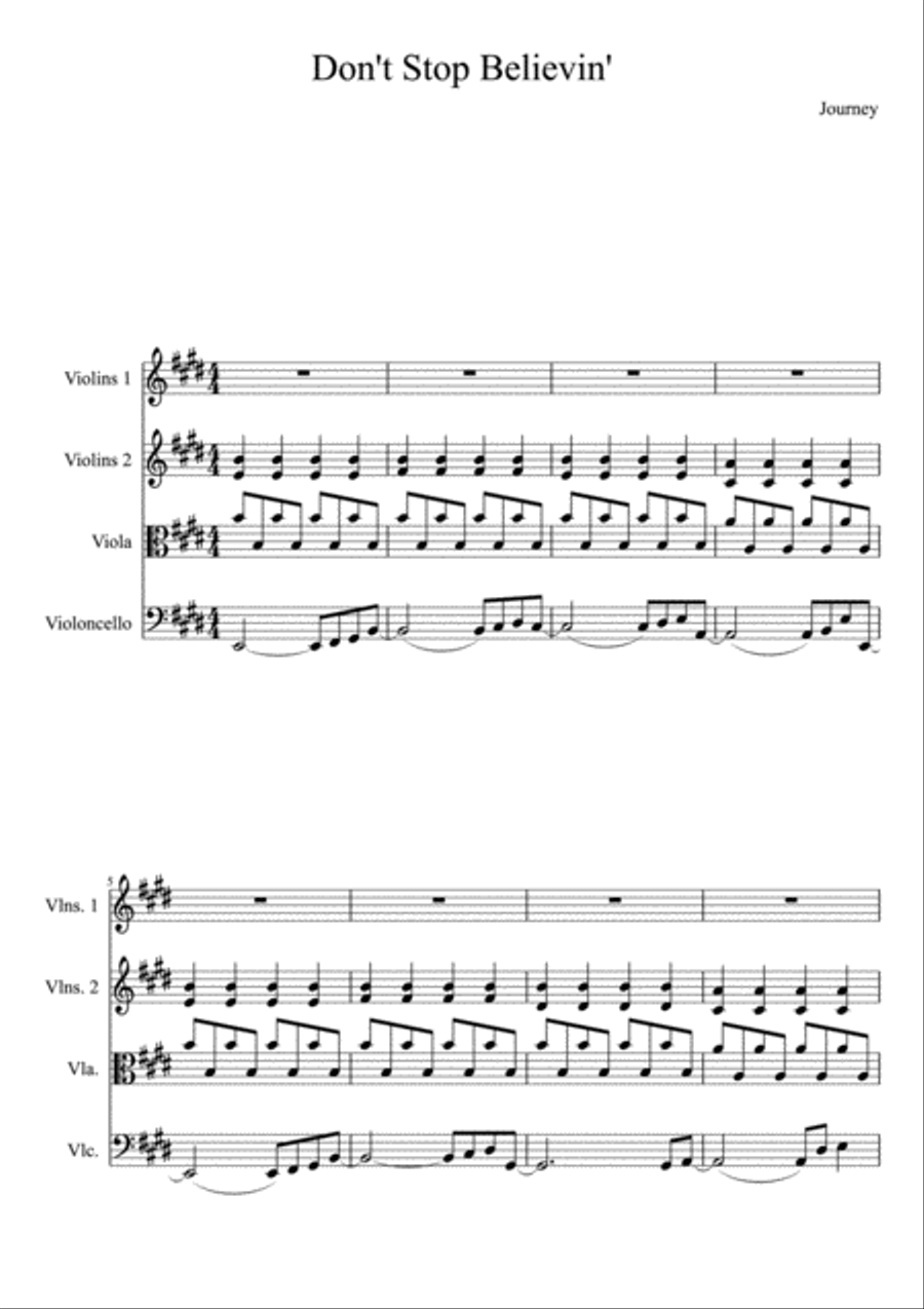 Don't Stop Believin' Don't Stop Believin' String Quartet scores gallery preview page 1