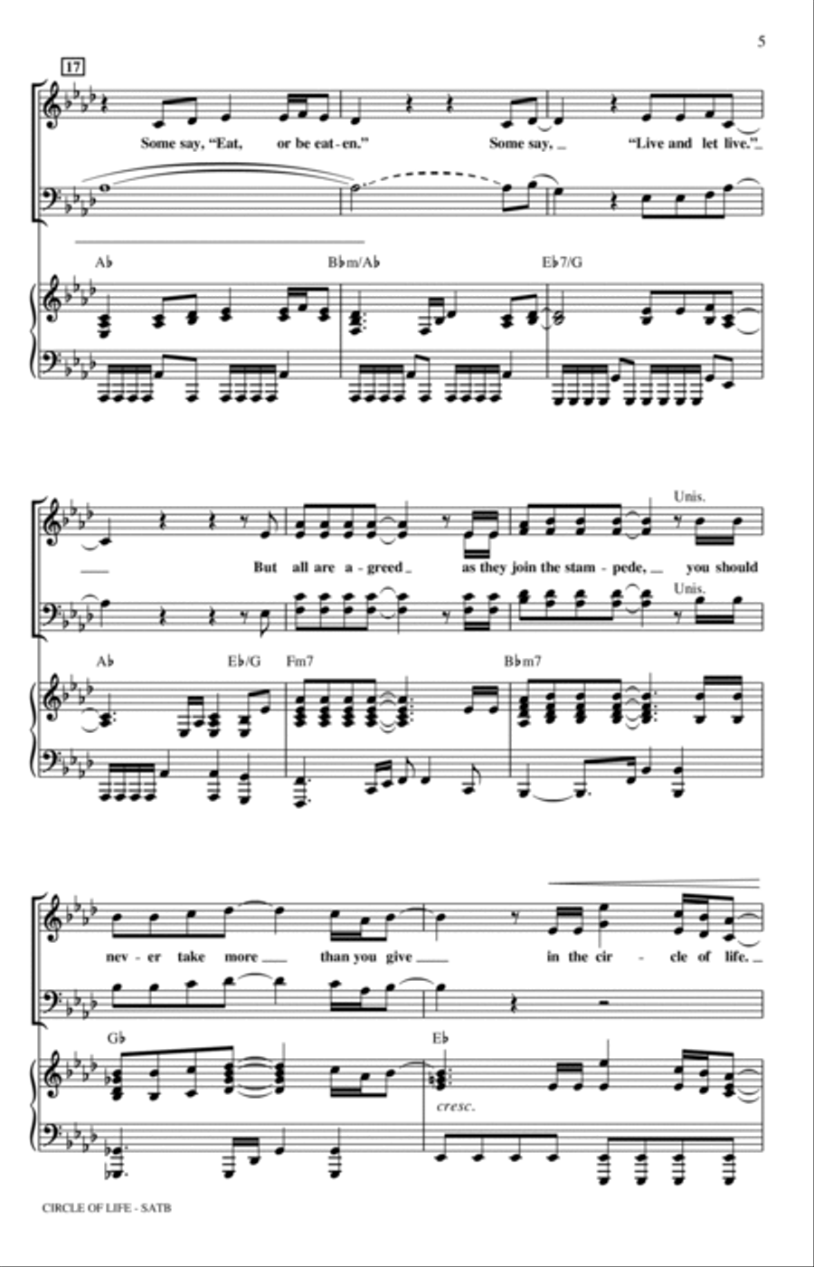 Circle Of Life (from The Lion King) (arr. Keith Christopher) 4-Part scores gallery preview page 4