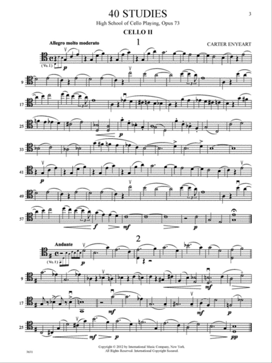 40 Studies: High School Of Cello Playing, Opus 73, Cello Ii Part (Accompaniment Ad Libitum) School and Community scores gallery preview page 2
