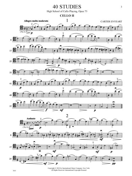 40 Studies: High School Of Cello Playing, Opus 73, Cello Ii Part (Accompaniment Ad Libitum)