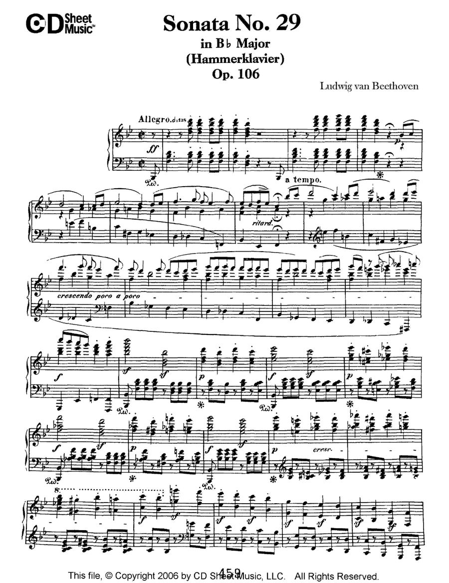 Sonata No. 29 In B-flat Major (hammerklavier), Op. 106 Piano Solo scores gallery preview page 1