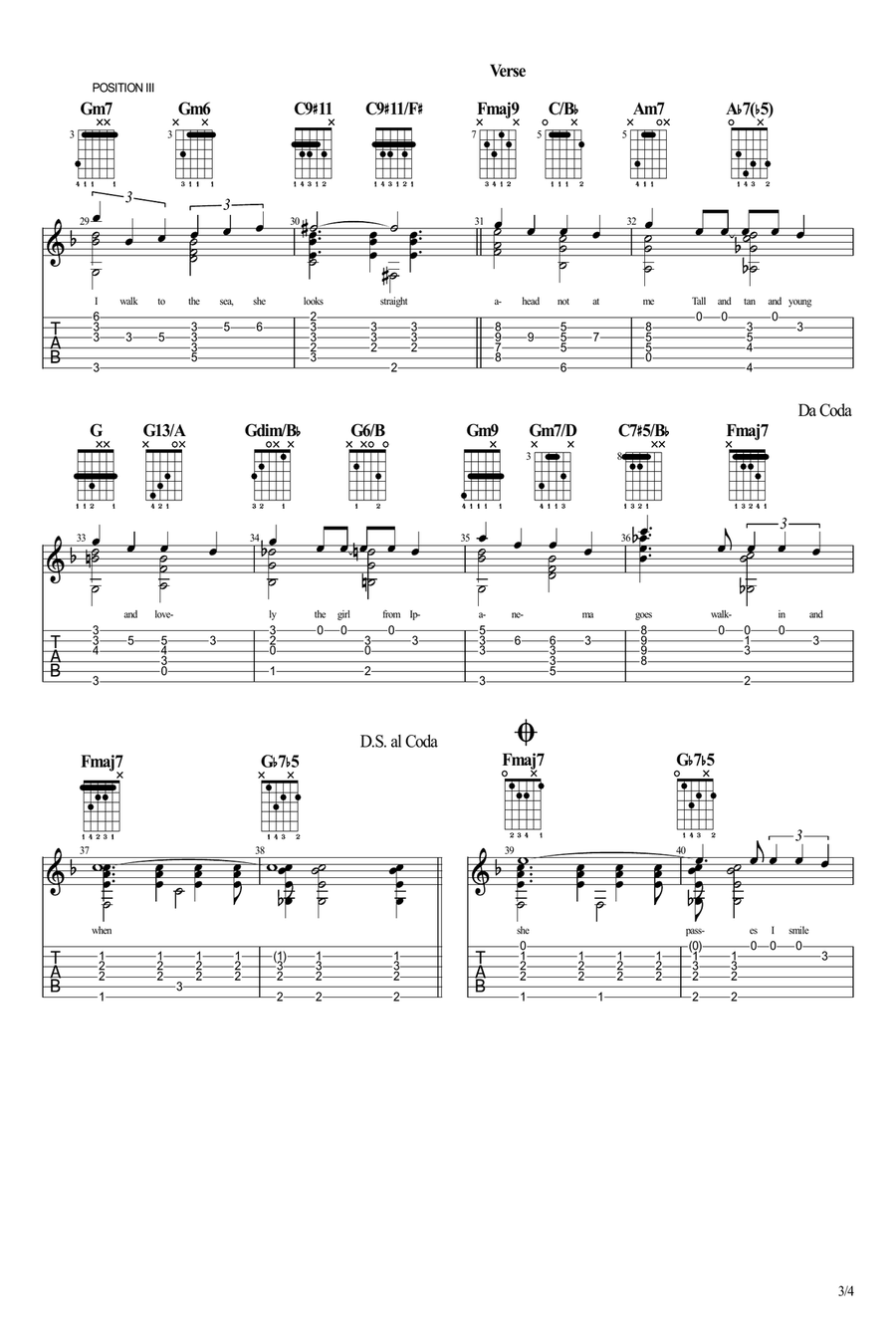 The Girl From Ipanema (Garôta De Ipanema) Electric Guitar scores gallery preview page 3