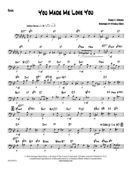 You Made Me Love You - Rhythm Score and Parts