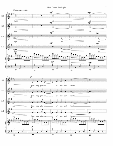 Here Comes The Light (SSAA with piano) - original choral piece by Sarah Jaysmith, text by Gil Jaysmi image number null