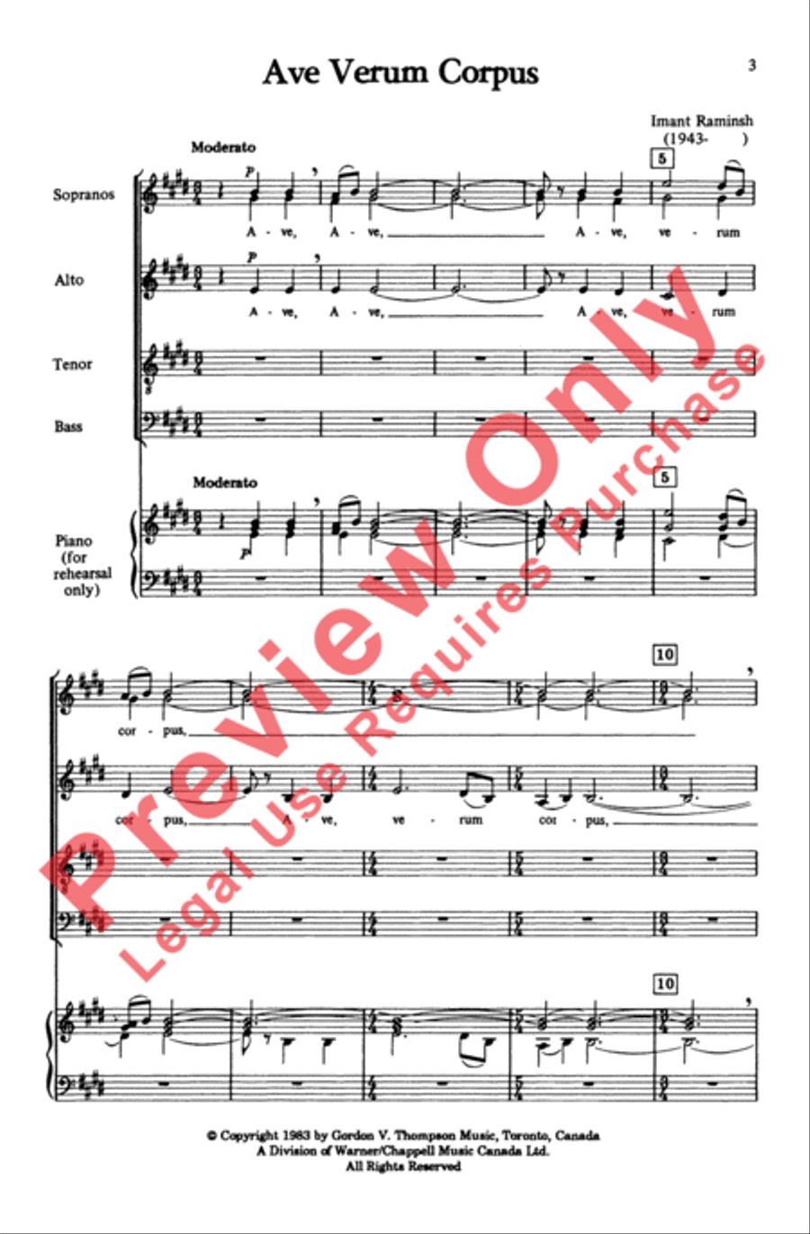 Ave Verum Corpus 4-Part scores gallery preview page 2