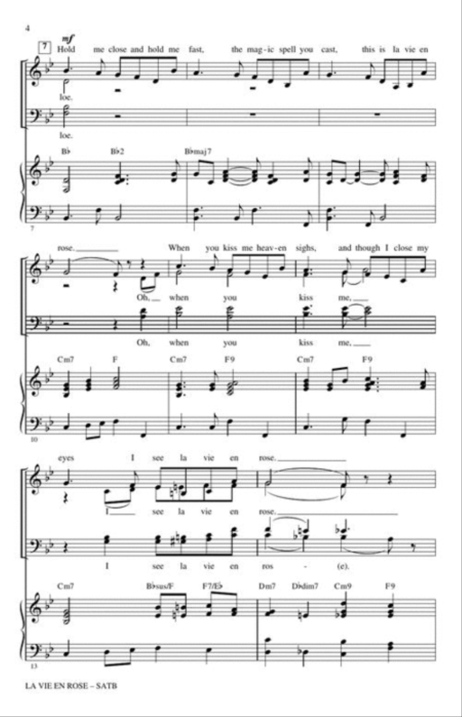 La Vie En Rose (Take Me to Your Heart Again) 4-Part scores gallery preview page 5
