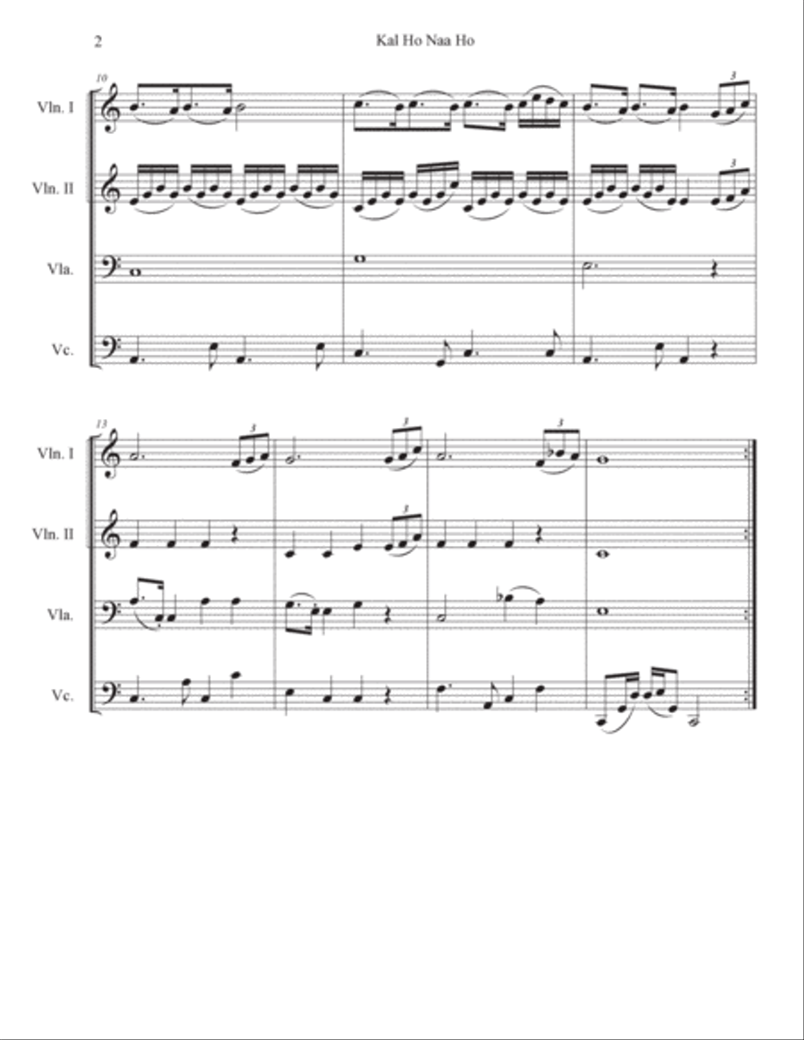 Kal Ho Naa Ho Sad String Quartet scores gallery preview page 2