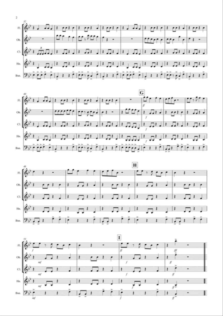 Burnie's Reggae for Wind Quintet Woodwind Quartet scores gallery preview page 2