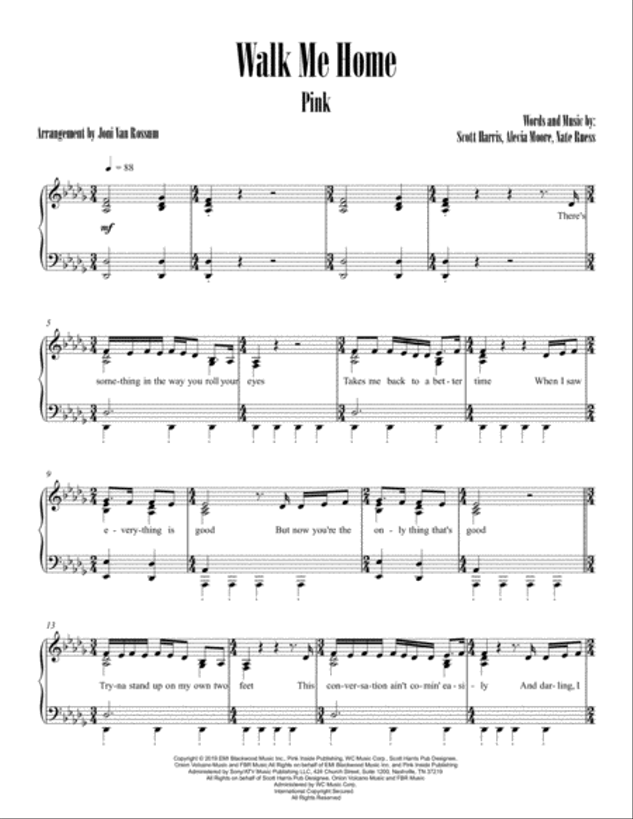 Walk Me Home Walk Me Home Voice scores gallery preview page 1