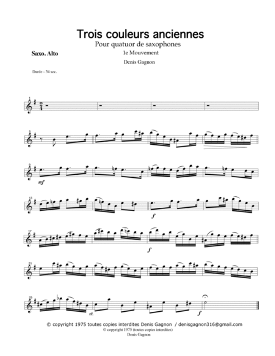 3 Couleurs anciennes / pour Quatuor de Saxophones / (1er Mouvement) image number null