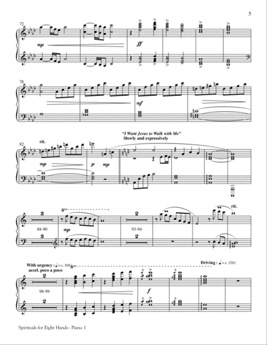 Spirituals for Eight Hands-Digital Download Piano Solo scores gallery preview page 4