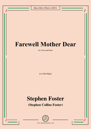 Book cover for S. Foster-Farewell Mother Dear,in A flat Major