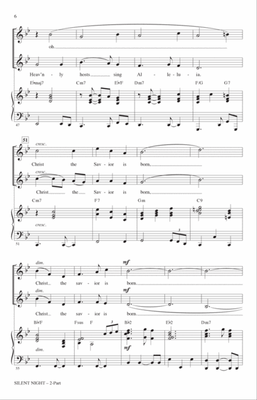 Silent Night (arr. Mac Huff) 2-Part scores gallery preview page 5