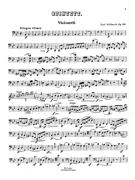 Quintet op. 30 in Bb Major, for piano, 2 violins, viola and cello