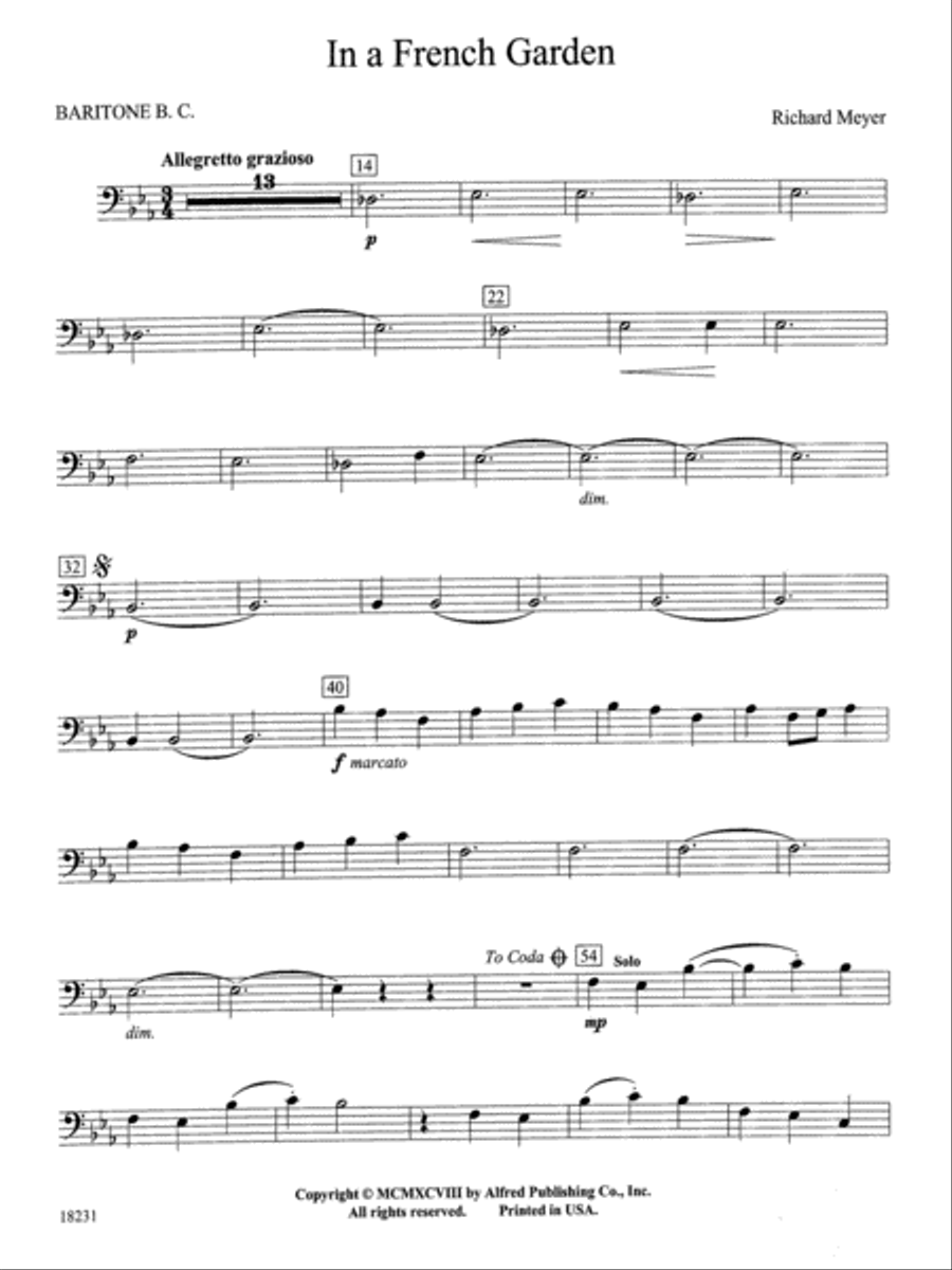 In a French Garden: Baritone B.C. Concert Band scores gallery preview page 1