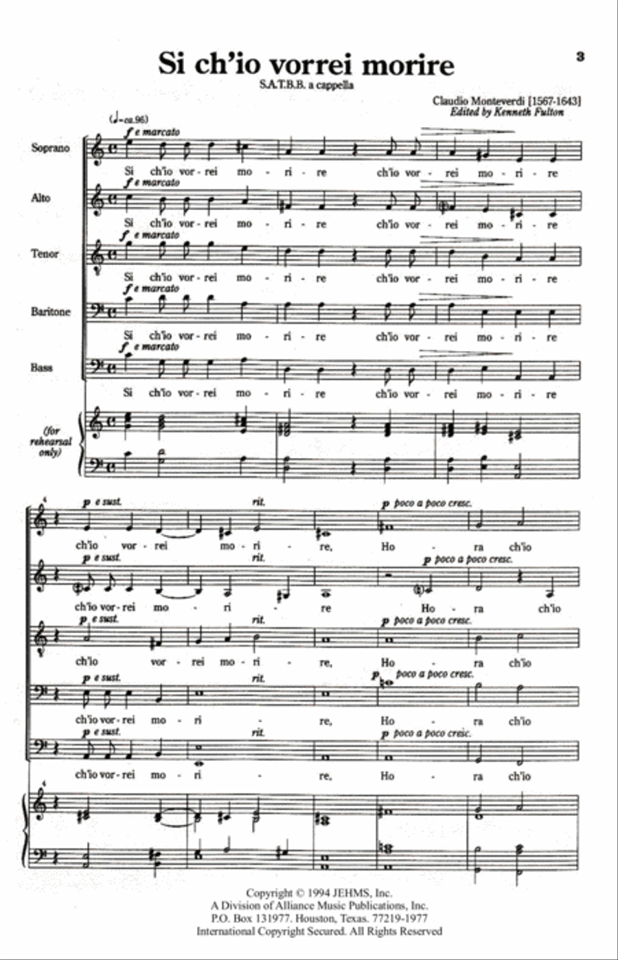 Si ch'io vorrei morire A Cappella scores gallery preview page 5